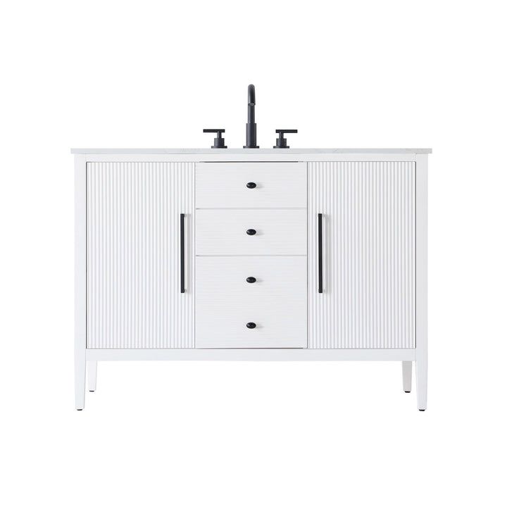48 Inch Single Bathroom Vanity In White - View 3 - Joshua Marshal