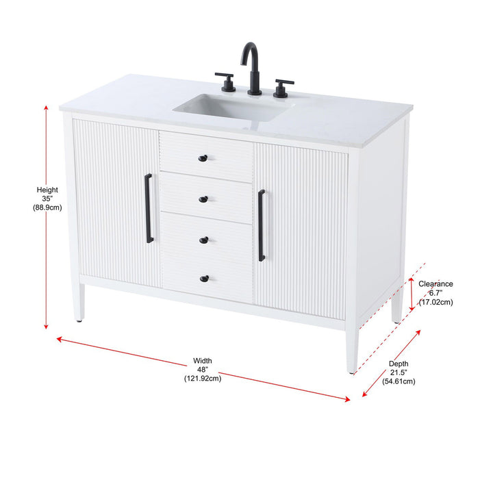 48 Inch Single Bathroom Vanity In White - View 4 - Joshua Marshal
