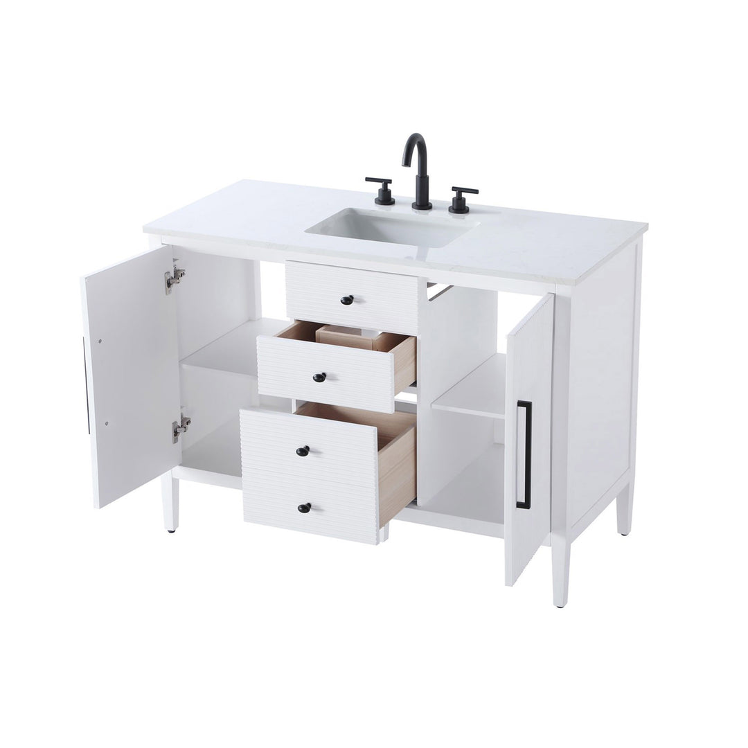 48 Inch Single Bathroom Vanity In White - View 5 - Joshua Marshal