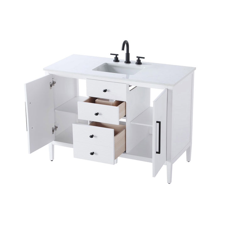 48 Inch Single Bathroom Vanity In White - View 5 - Joshua Marshal