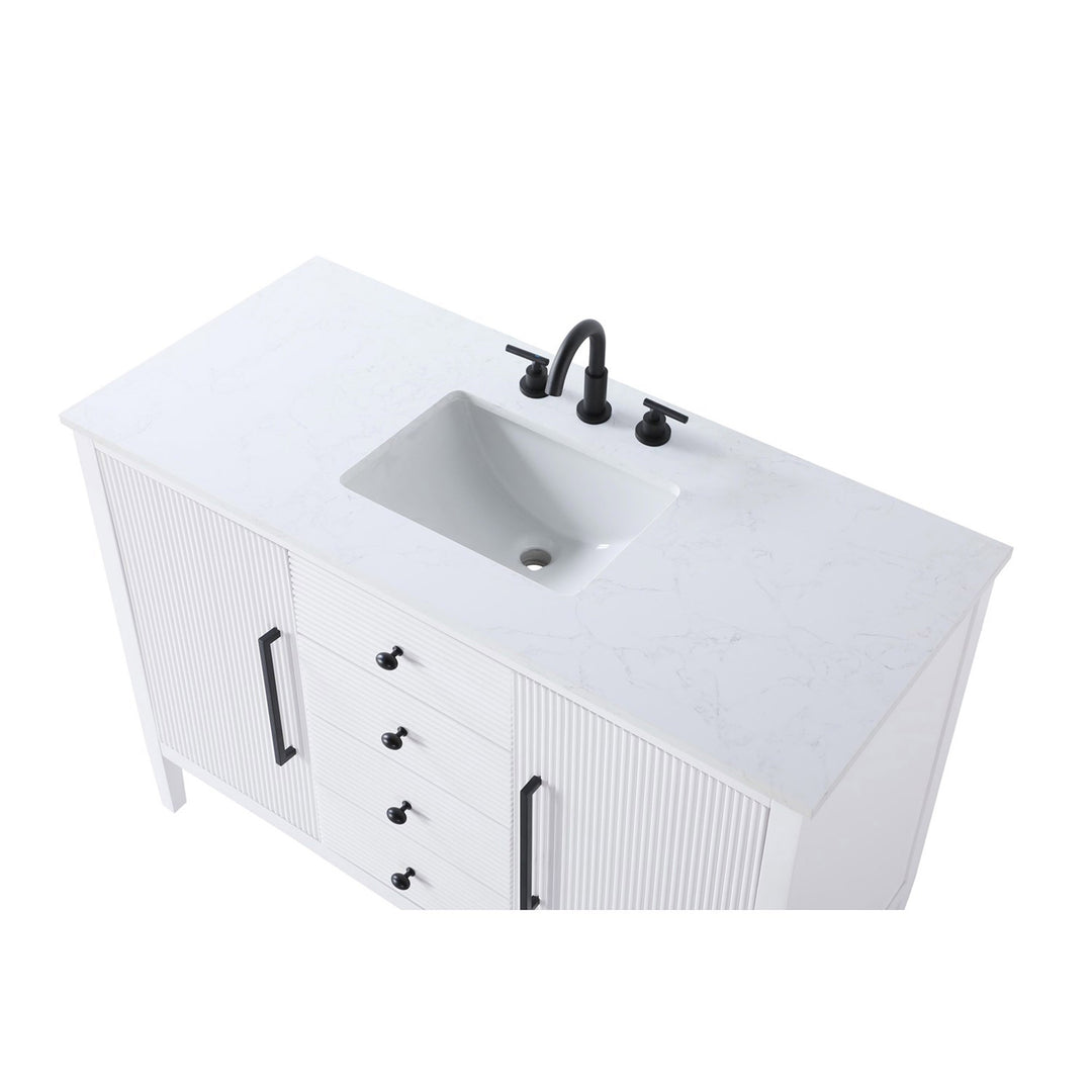 48 Inch Single Bathroom Vanity In White - View 6 - Joshua Marshal