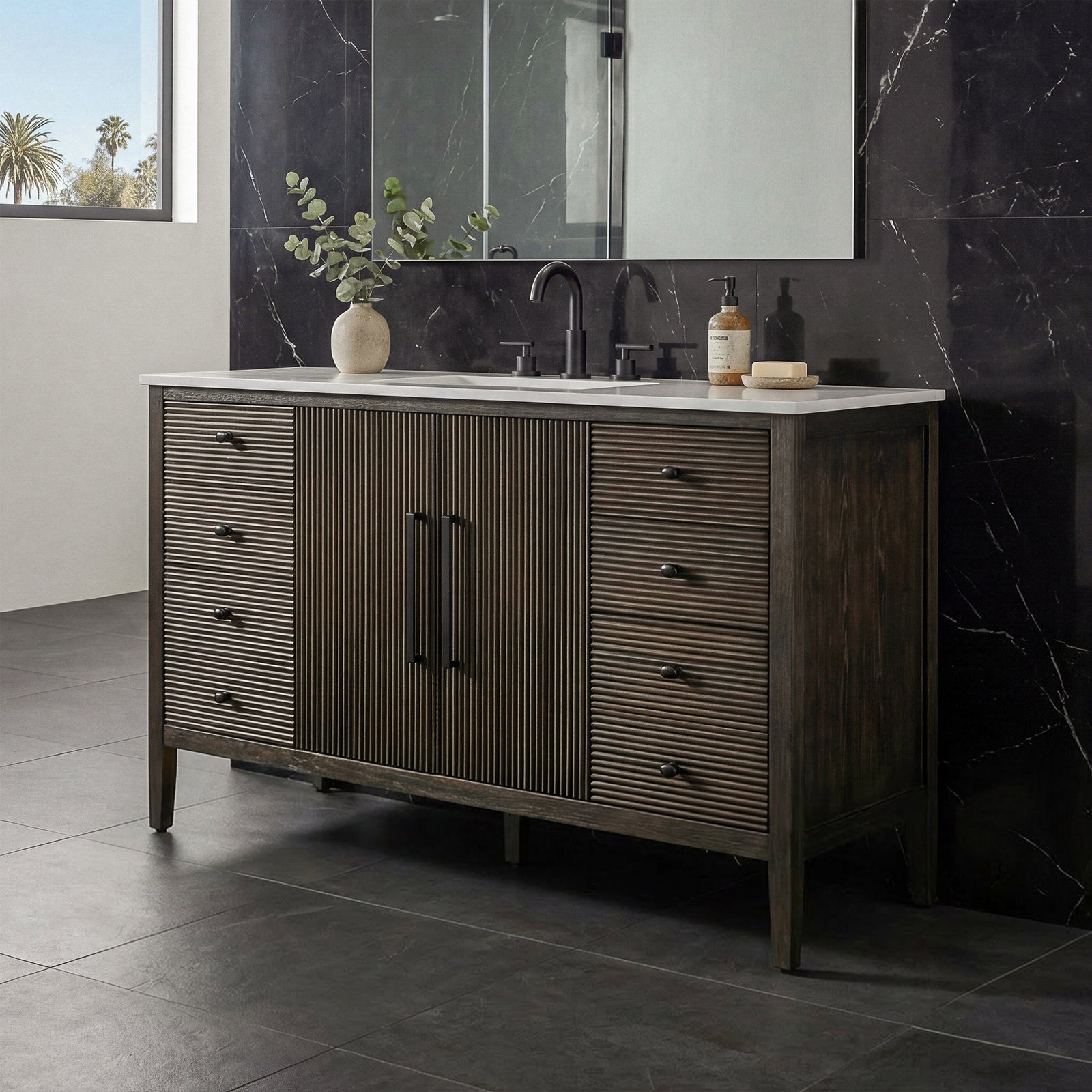 54 Inch Single Bathroom Vanity Inchocolate Oak Chocolate Oak Finish - KITCHEN & BATH by Joshua Marshal