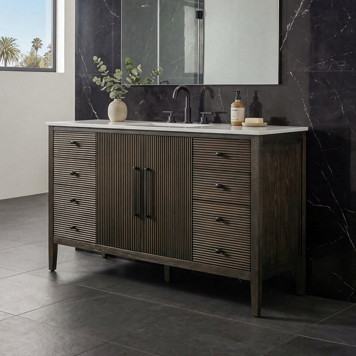 54 Inch Single Bathroom Vanity Inchocolate Oak Chocolate Oak Finish - KITCHEN & BATH by Joshua Marshal