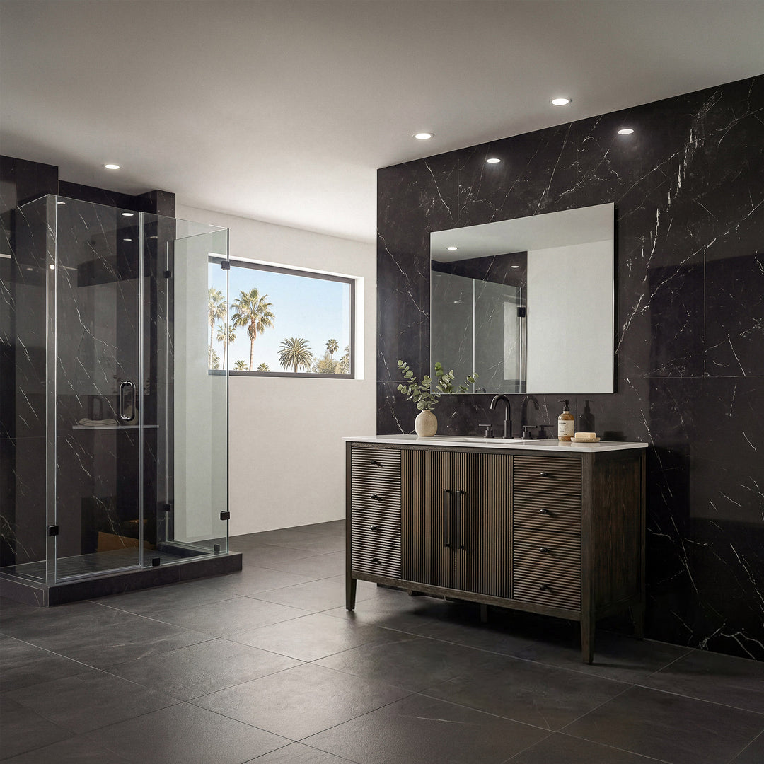 54 Inch Single Bathroom Vanity Inchocolate Oak - View 2 - Joshua Marshal