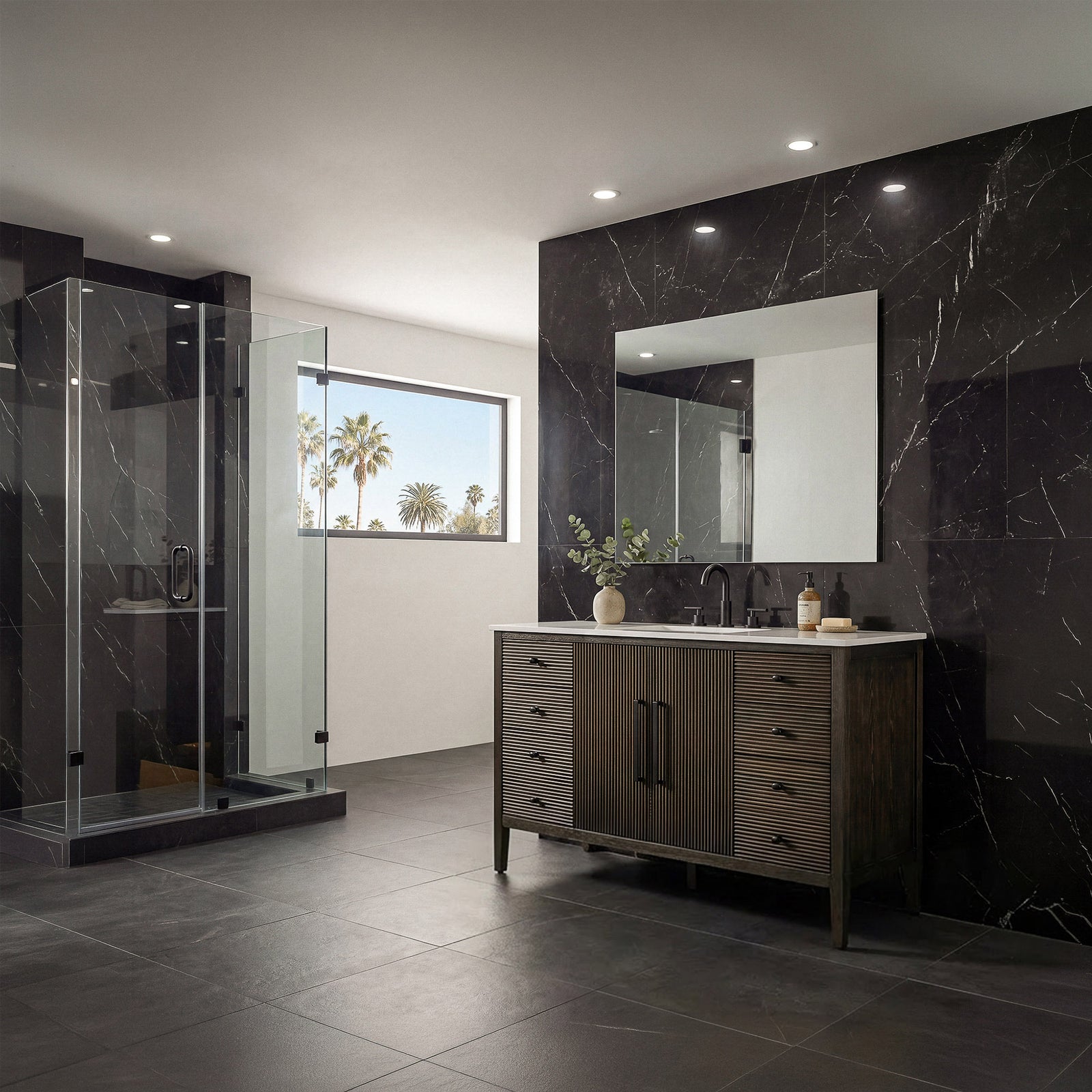 54 Inch Single Bathroom Vanity Inchocolate Oak - View 2 - Joshua Marshal