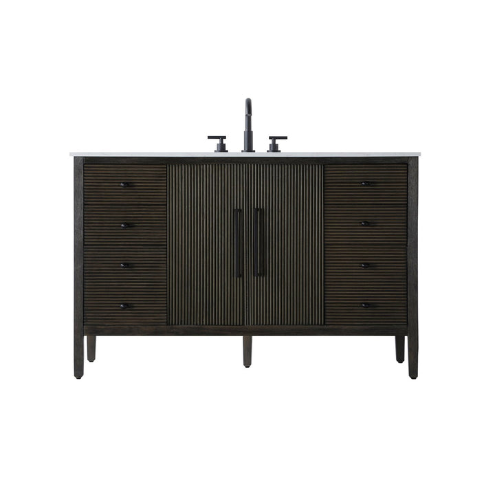 54 Inch Single Bathroom Vanity Inchocolate Oak - View 3 - Joshua Marshal