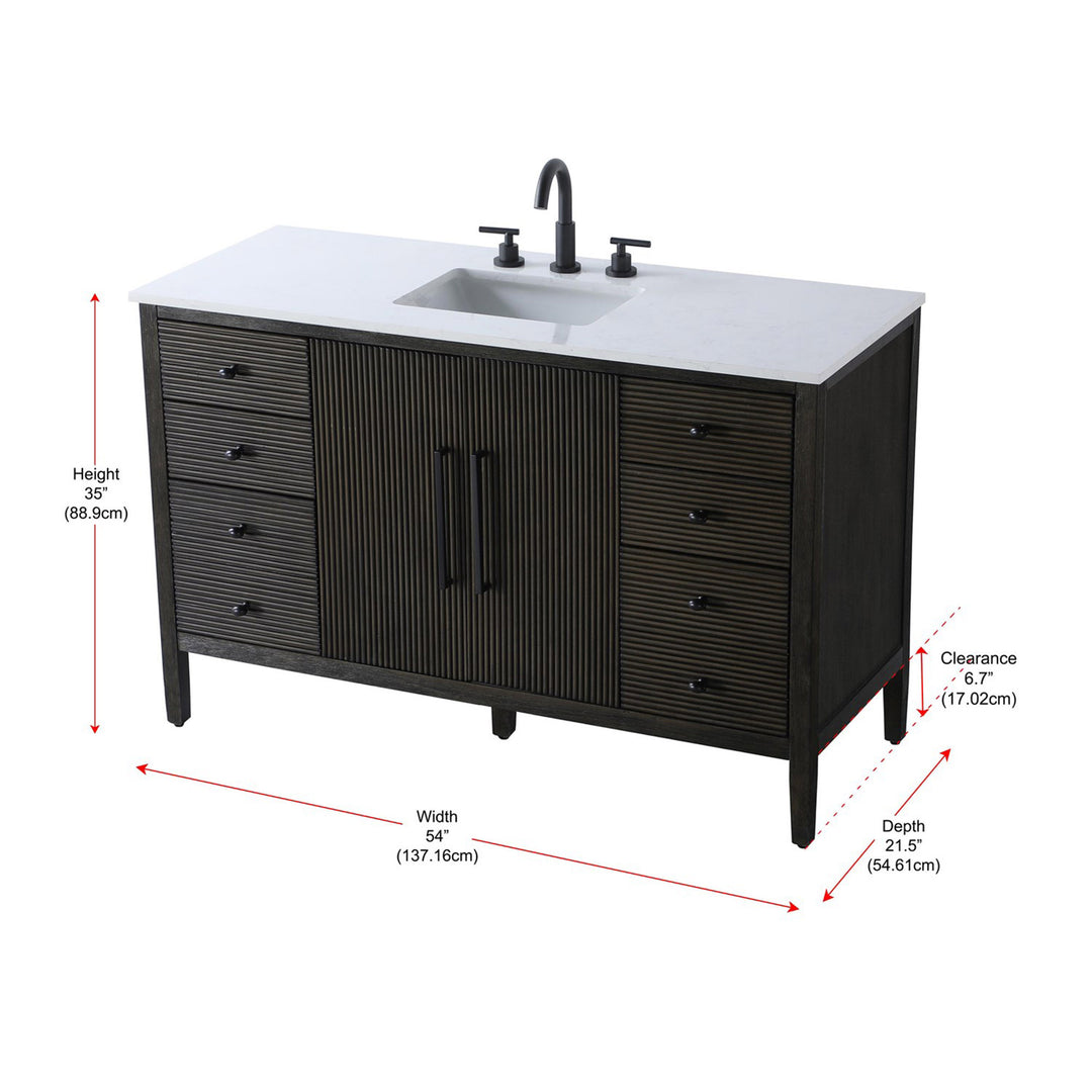 54 Inch Single Bathroom Vanity Inchocolate Oak - View 4 - Joshua Marshal