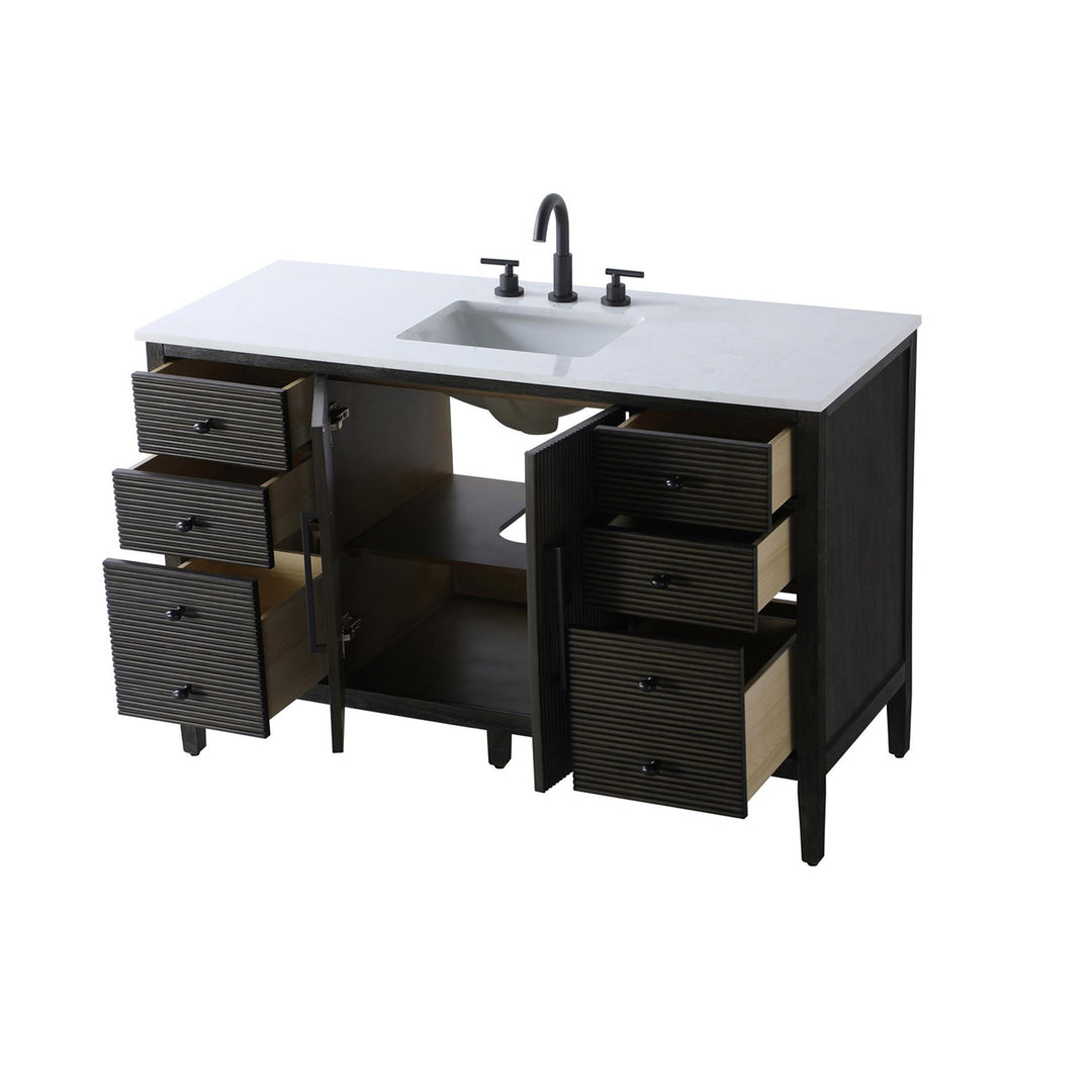 54 Inch Single Bathroom Vanity Inchocolate Oak - View 5 - Joshua Marshal