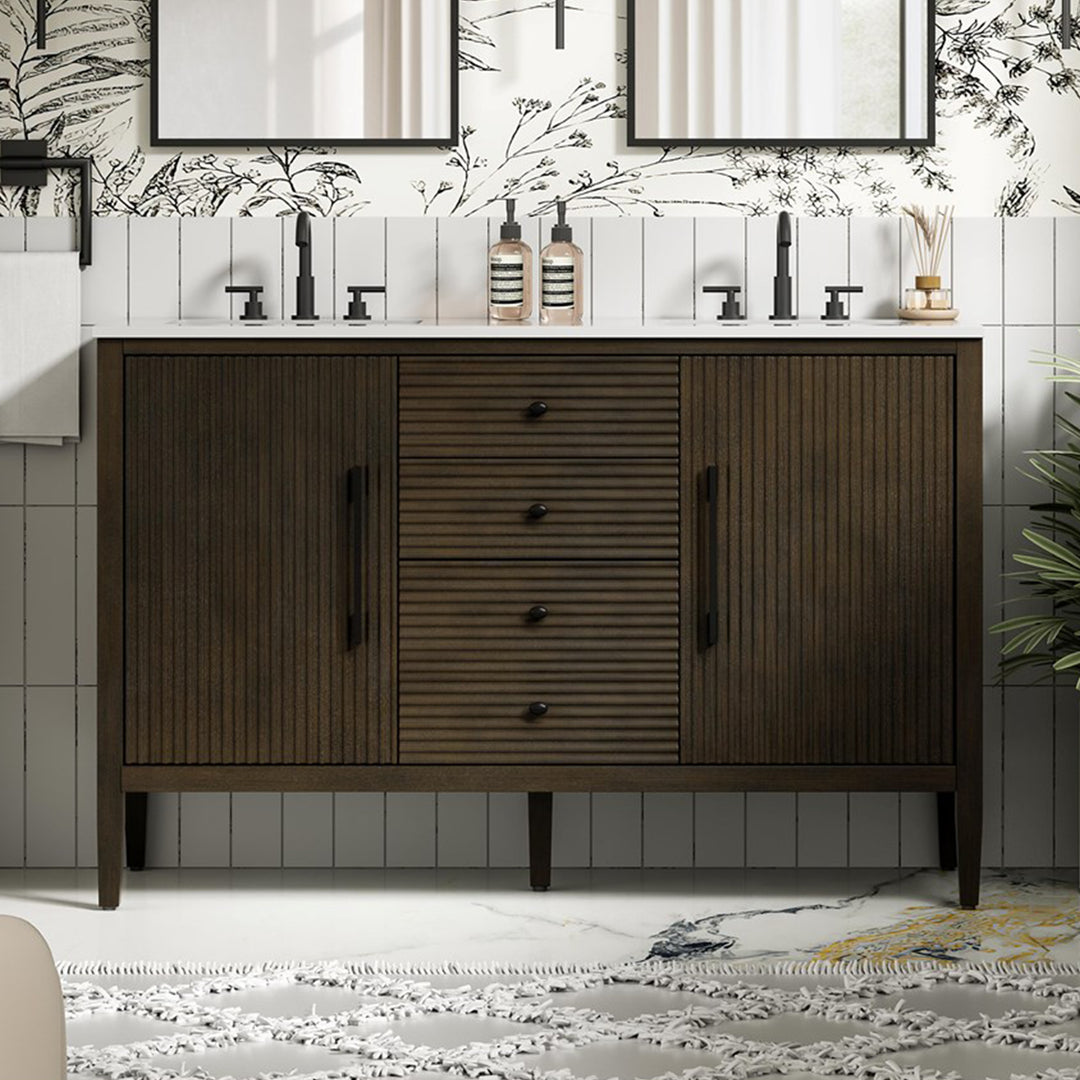 54 Inch Double Bathroom Vanity Inchocolate Oak Chocolate Oak Finish - KITCHEN & BATH by Joshua Marshal