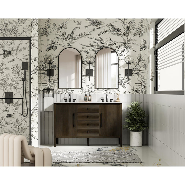 54 Inch Double Bathroom Vanity Inchocolate Oak - View 2 - Joshua Marshal