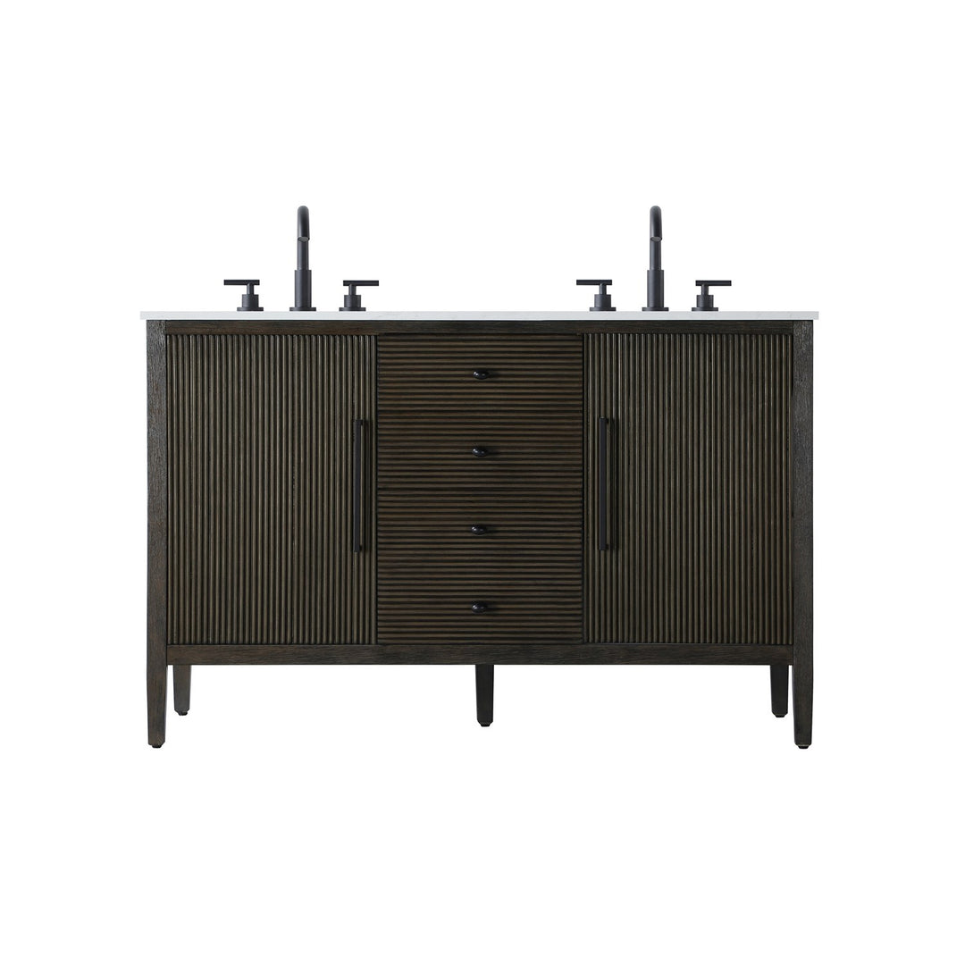 54 Inch Double Bathroom Vanity Inchocolate Oak - View 3 - Joshua Marshal
