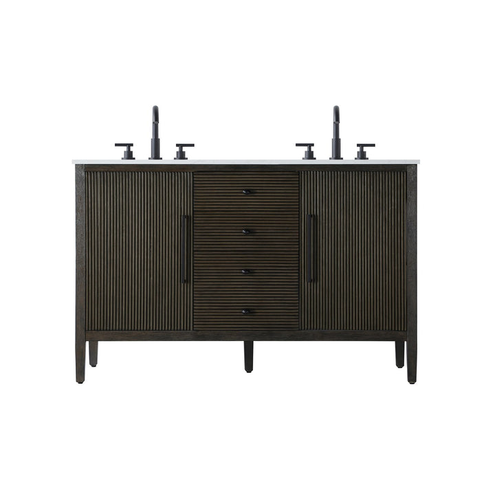 54 Inch Double Bathroom Vanity Inchocolate Oak - View 3 - Joshua Marshal