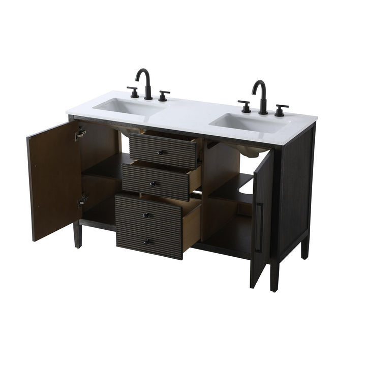 54 Inch Double Bathroom Vanity Inchocolate Oak - View 4 - Joshua Marshal