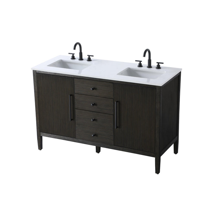 54 Inch Double Bathroom Vanity Inchocolate Oak - View 5 - Joshua Marshal