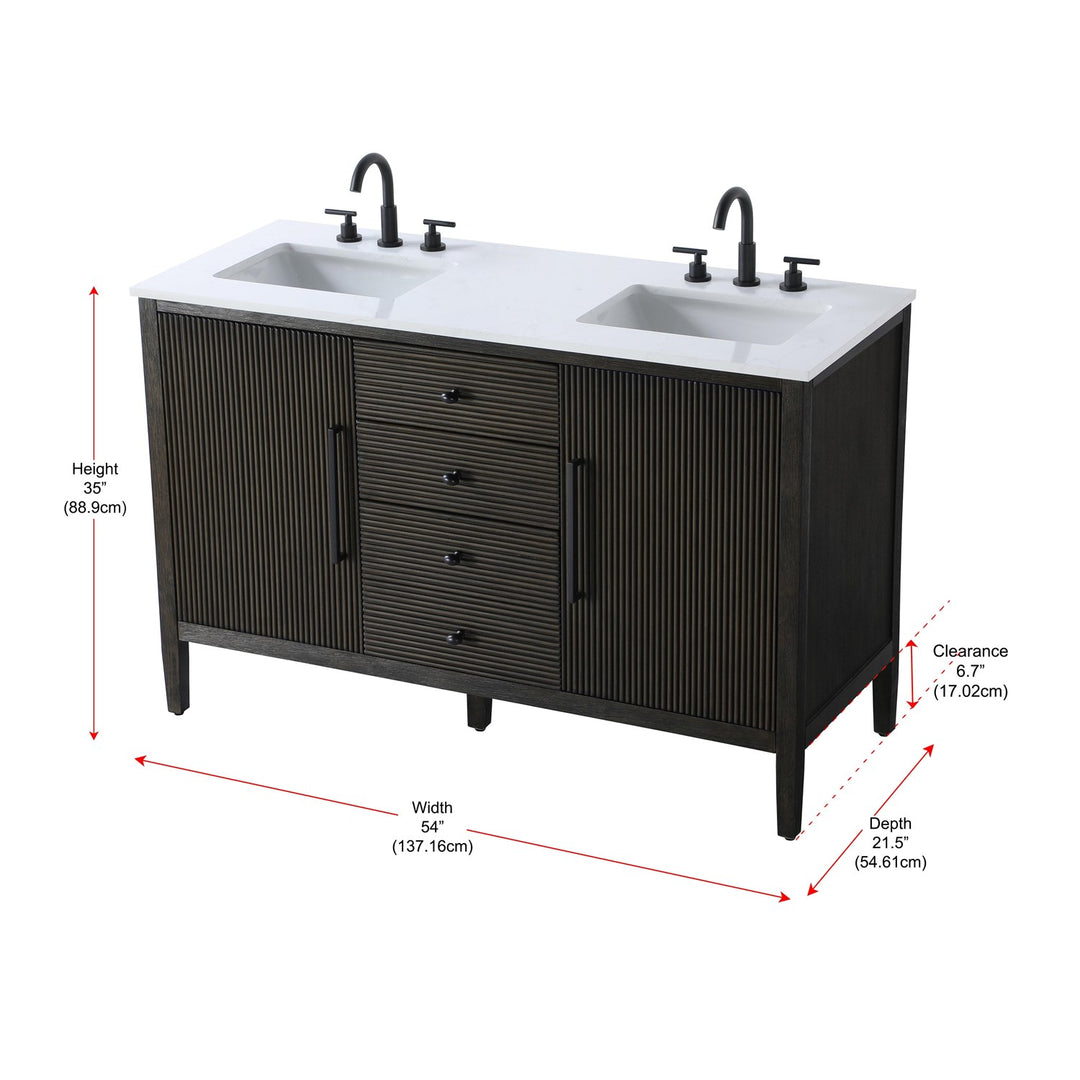 54 Inch Double Bathroom Vanity Inchocolate Oak - View 6 - Joshua Marshal