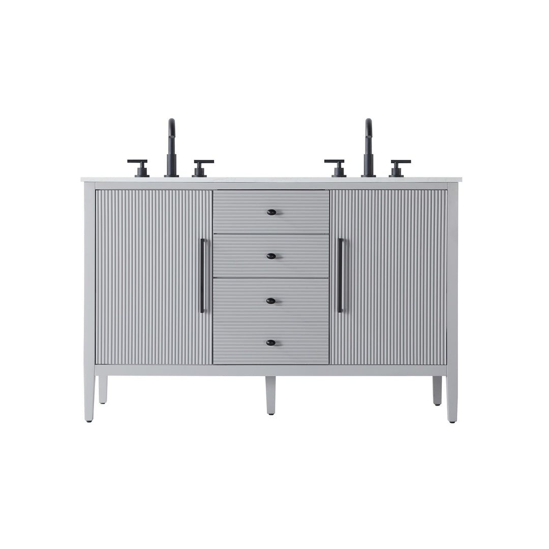 54 Inch Double Bathroom Vanity In Grey - View 3 - Joshua Marshal