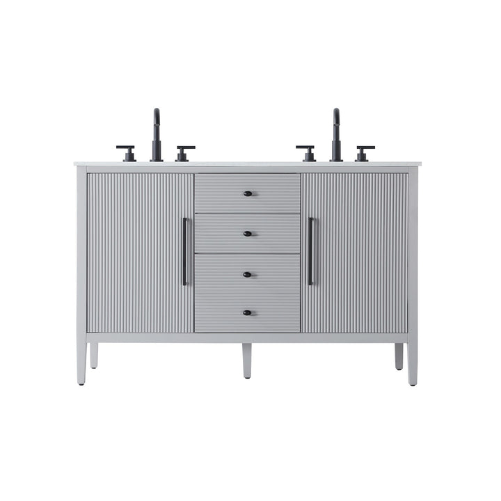 54 Inch Double Bathroom Vanity In Grey - View 3 - Joshua Marshal
