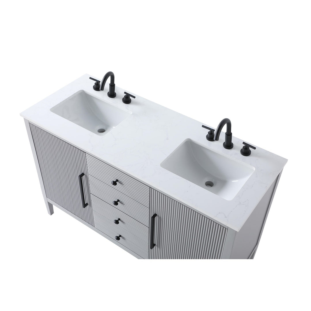 54 Inch Double Bathroom Vanity In Grey - View 5 - Joshua Marshal
