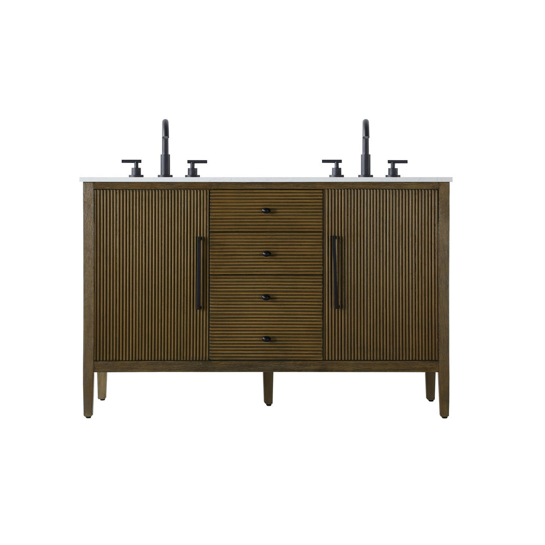 54 Inch Double Bathroom Vanity In Hazel Oak - View 3 - Joshua Marshal
