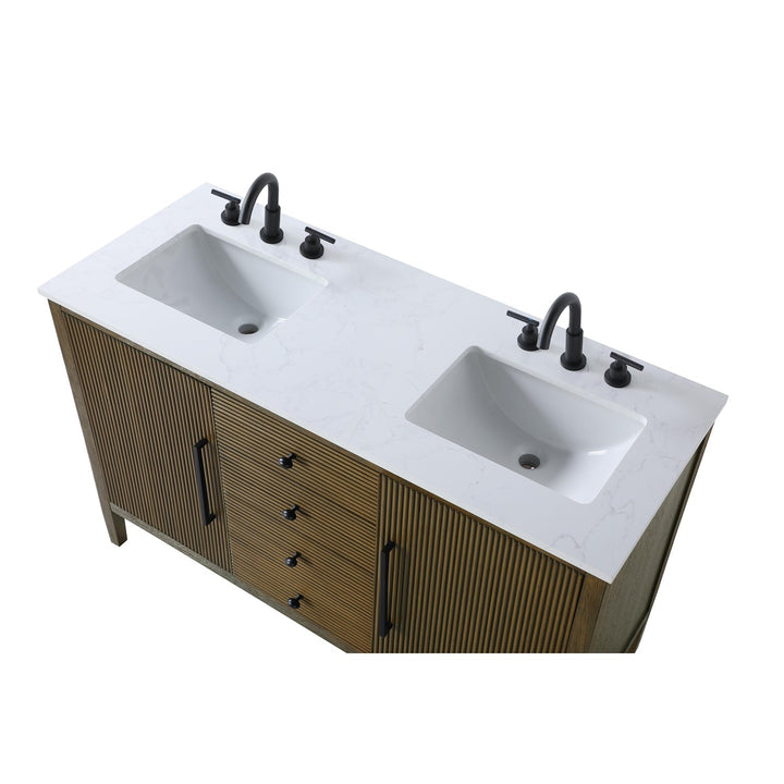 54 Inch Double Bathroom Vanity In Hazel Oak - View 5 - Joshua Marshal