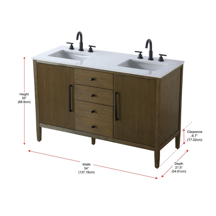 54 Inch Double Bathroom Vanity In Hazel Oak - View 6 - Joshua Marshal
