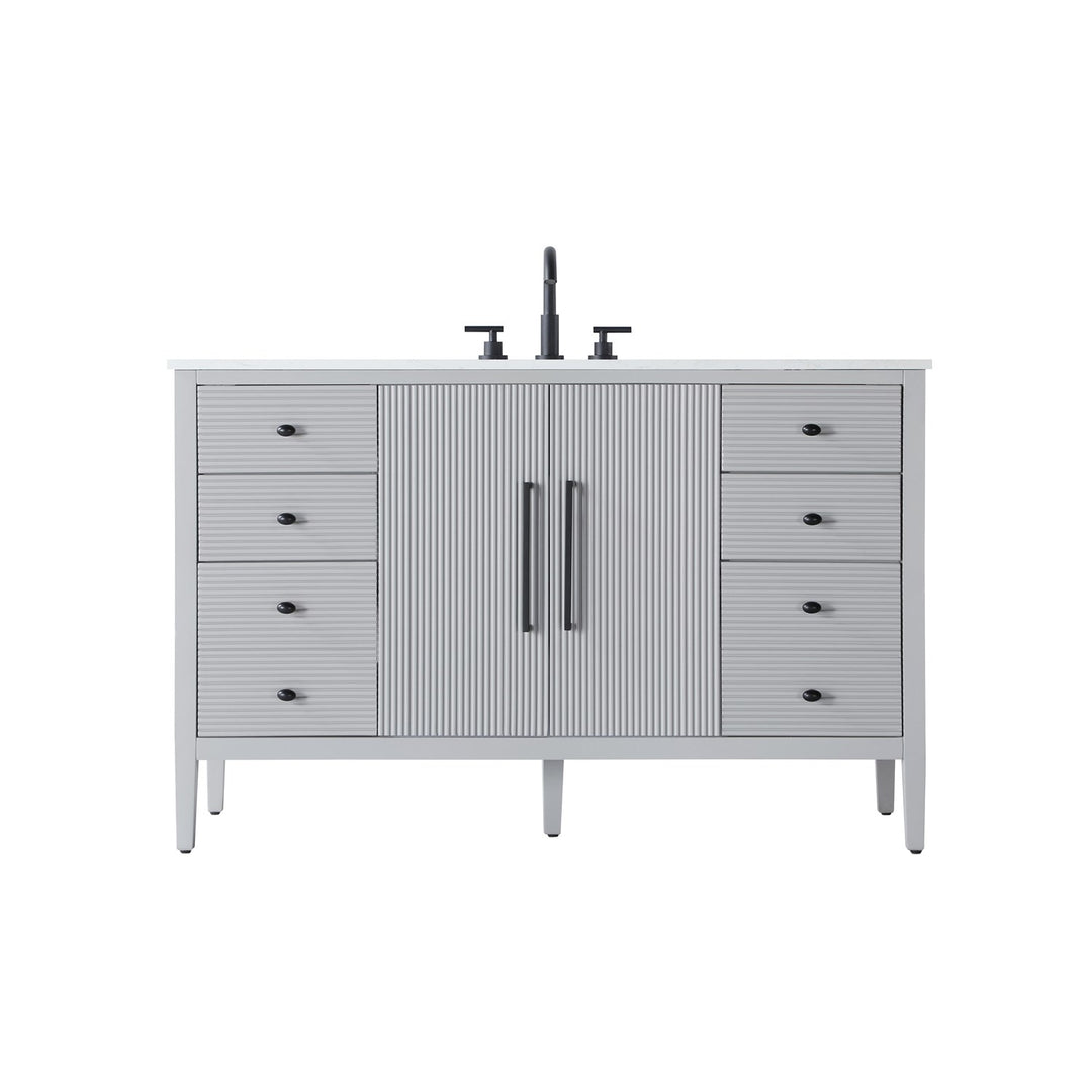 54 Inch Single Bathroom Vanity In Grey - View 3 - Joshua Marshal