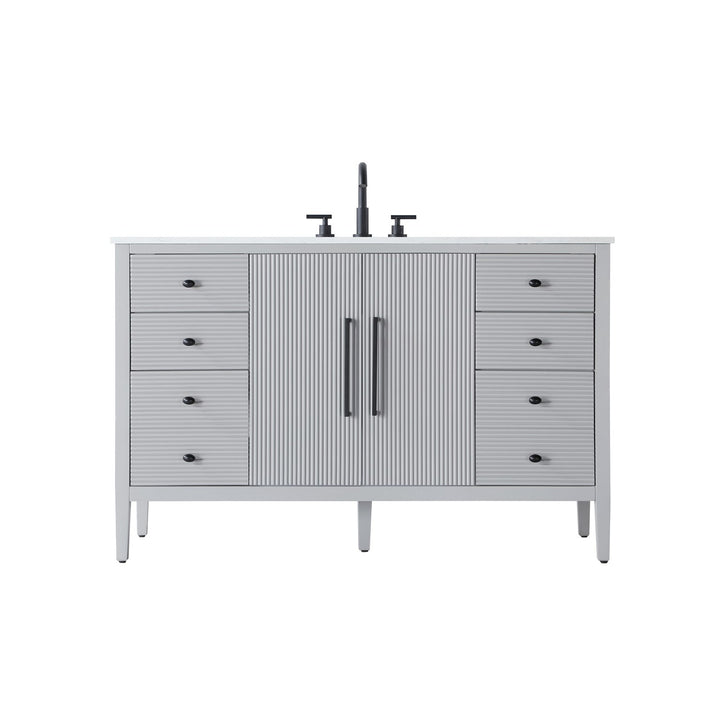 54 Inch Single Bathroom Vanity In Grey - View 3 - Joshua Marshal