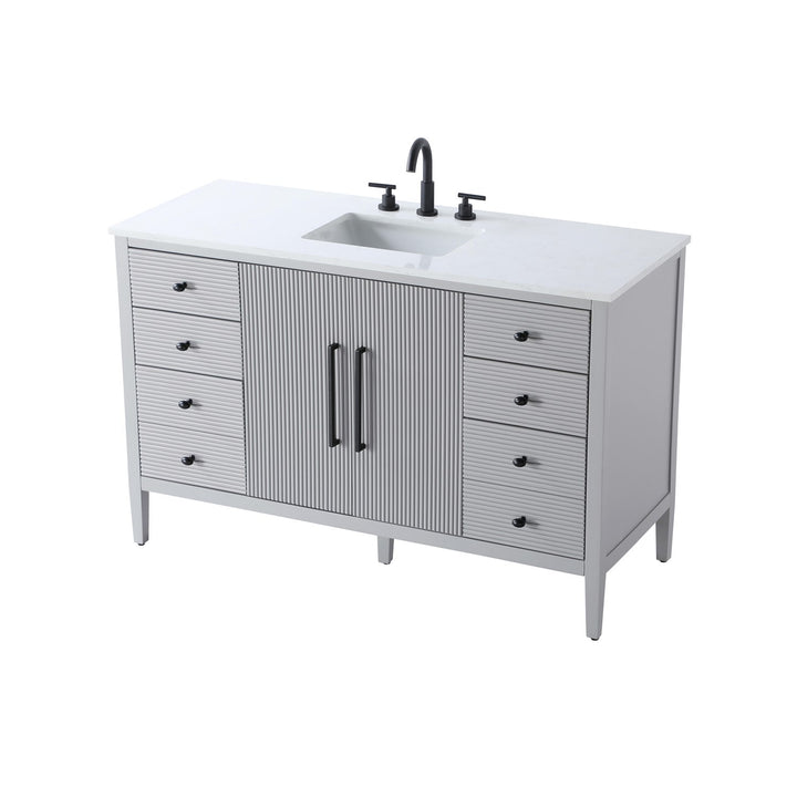 54 Inch Single Bathroom Vanity In Grey - View 4 - Joshua Marshal