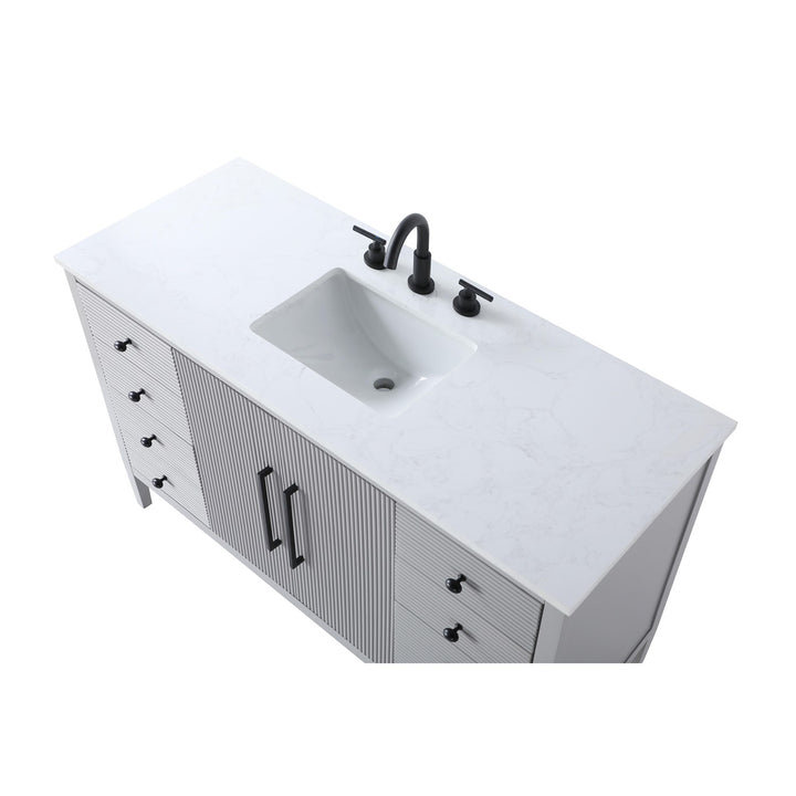 54 Inch Single Bathroom Vanity In Grey - View 5 - Joshua Marshal