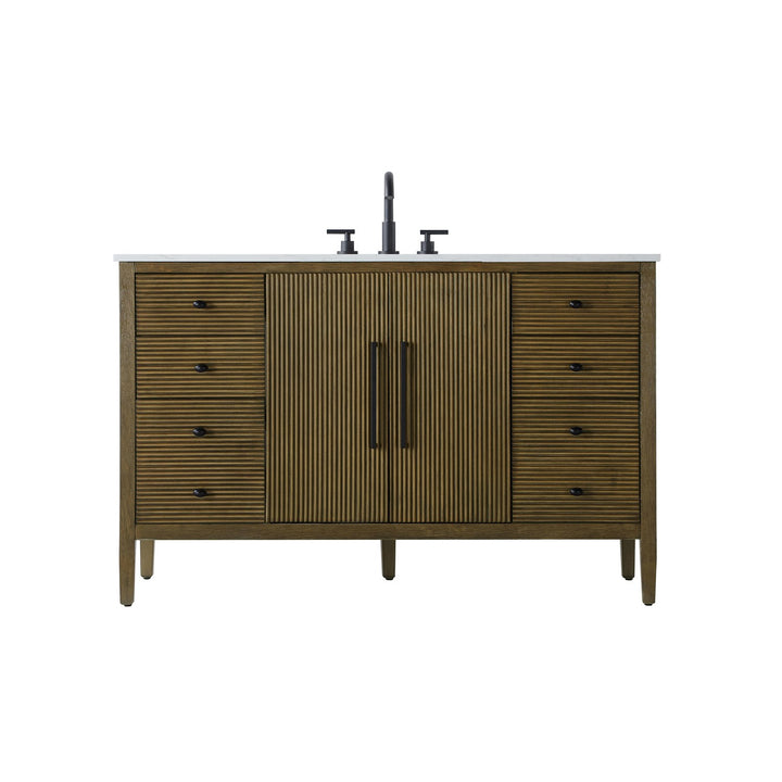 54 Inch Single Bathroom Vanity In Hazel Oak - View 3 - Joshua Marshal