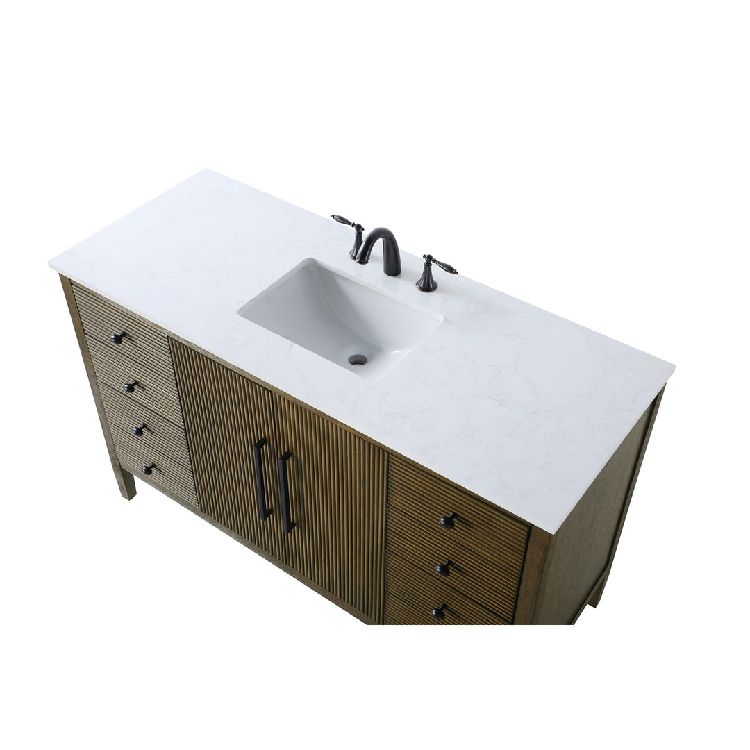 54 Inch Single Bathroom Vanity In Hazel Oak - View 5 - Joshua Marshal