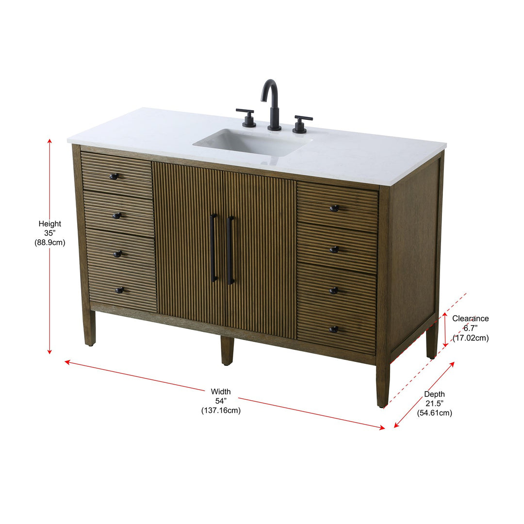 54 Inch Single Bathroom Vanity In Hazel Oak - View 6 - Joshua Marshal