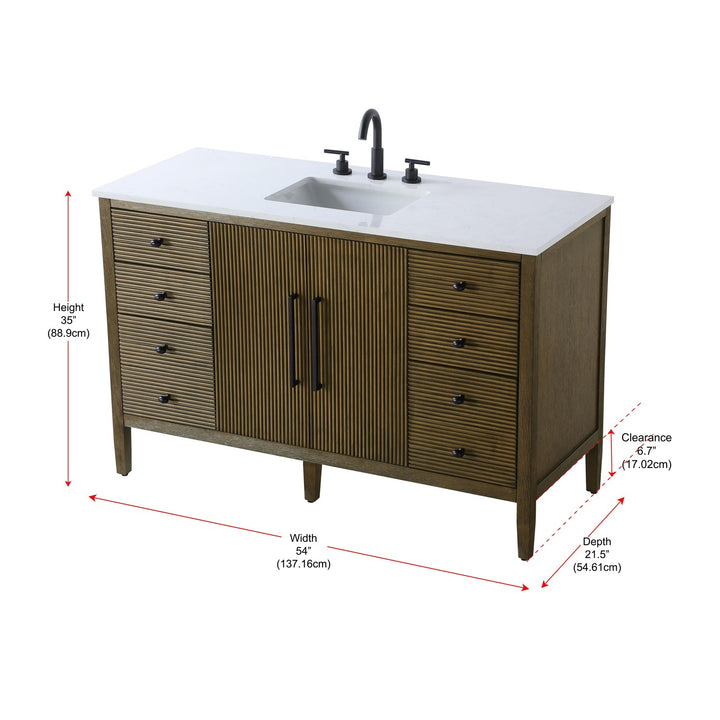 54 Inch Single Bathroom Vanity In Hazel Oak - View 6 - Joshua Marshal