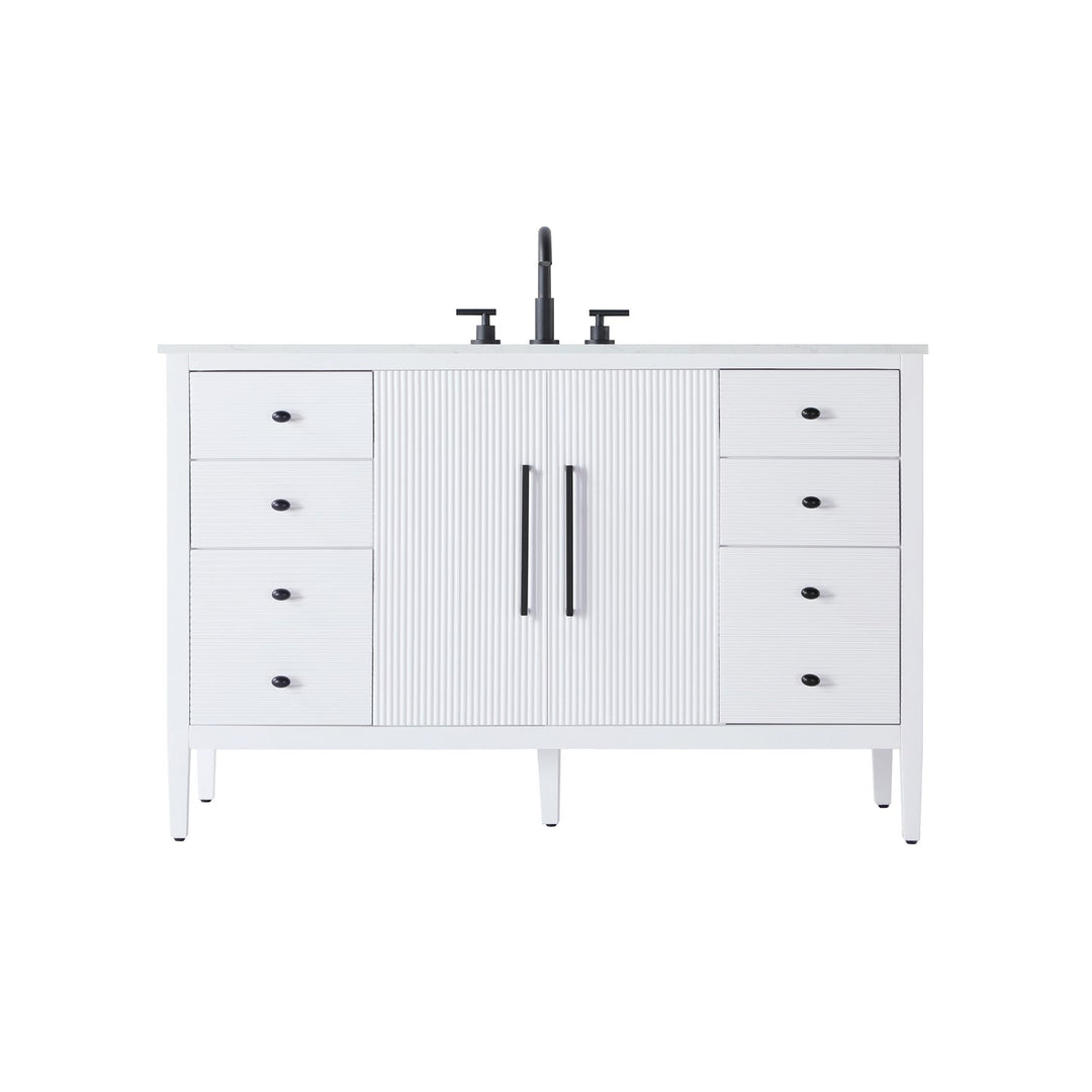 54 Inch Single Bathroom Vanity In White - View 3 - Joshua Marshal