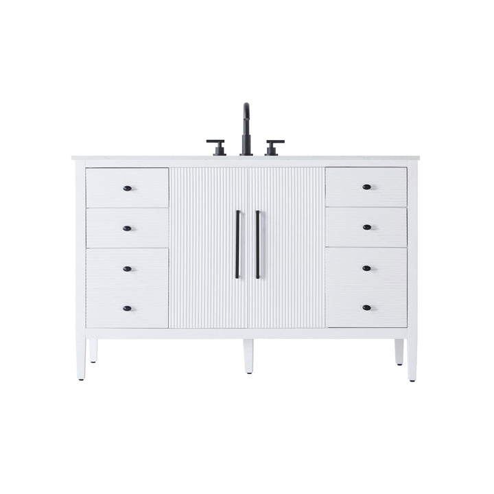 54 Inch Single Bathroom Vanity In White - View 3 - Joshua Marshal