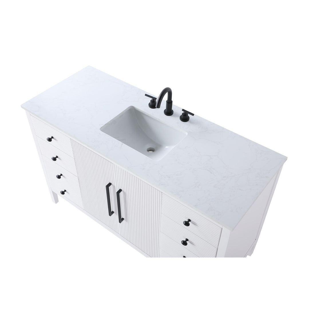 54 Inch Single Bathroom Vanity In White - View 5 - Joshua Marshal