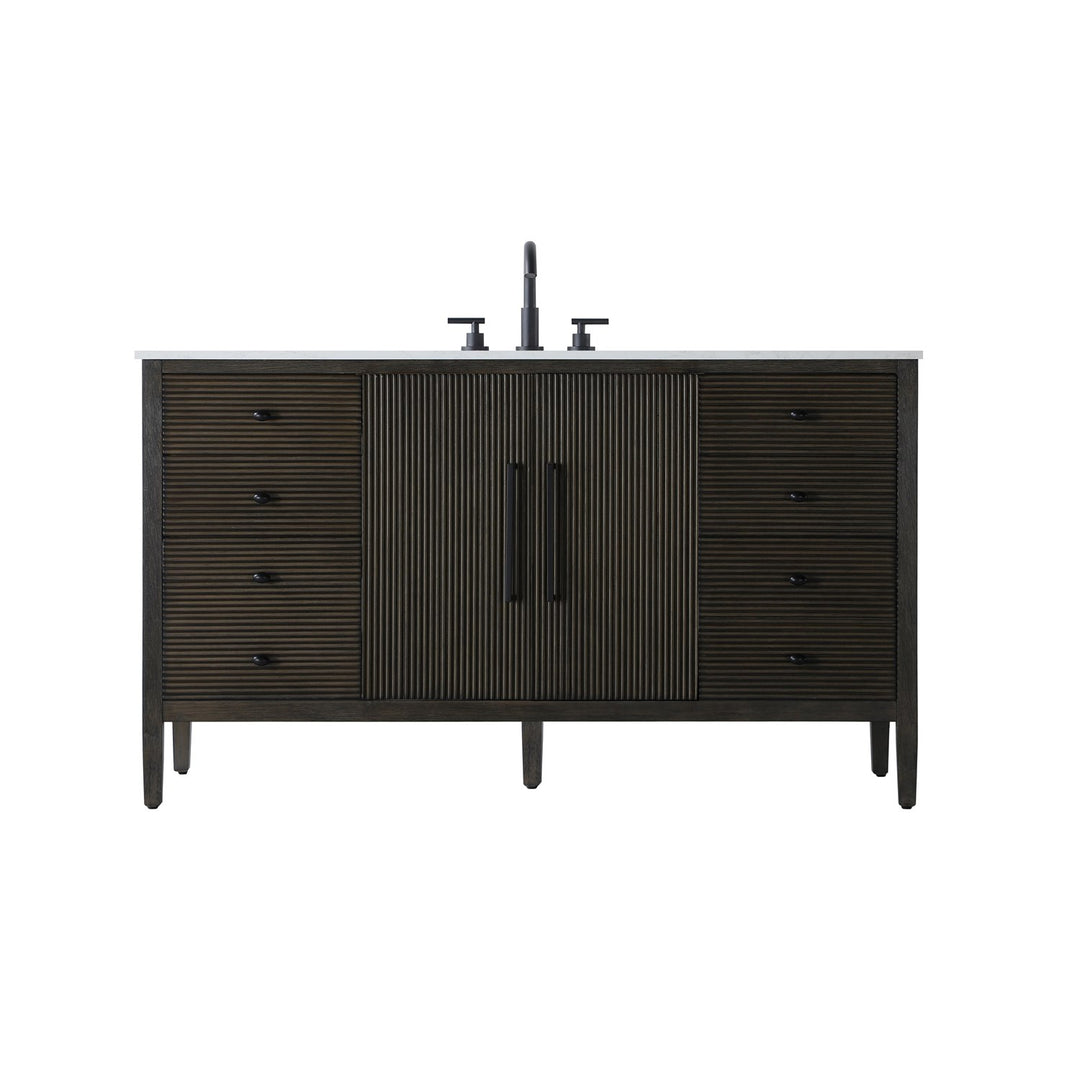 60 Inch Single Bathroom Vanity Inchocolate Oak - View 3 - Joshua Marshal