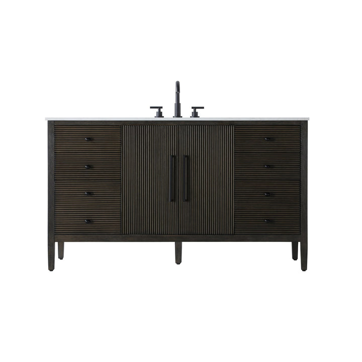 60 Inch Single Bathroom Vanity Inchocolate Oak - View 3 - Joshua Marshal
