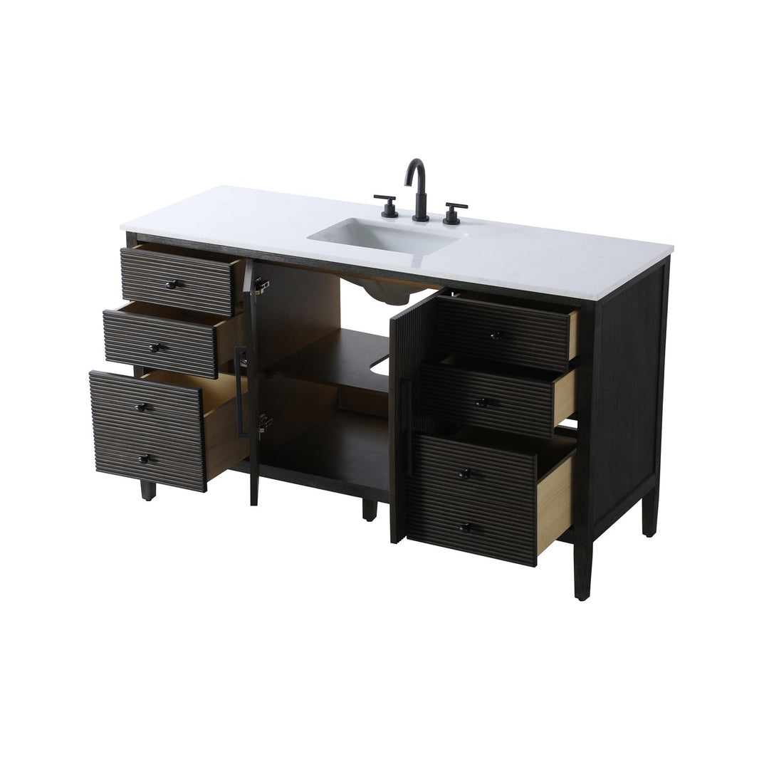 60 Inch Single Bathroom Vanity Inchocolate Oak - View 4 - Joshua Marshal