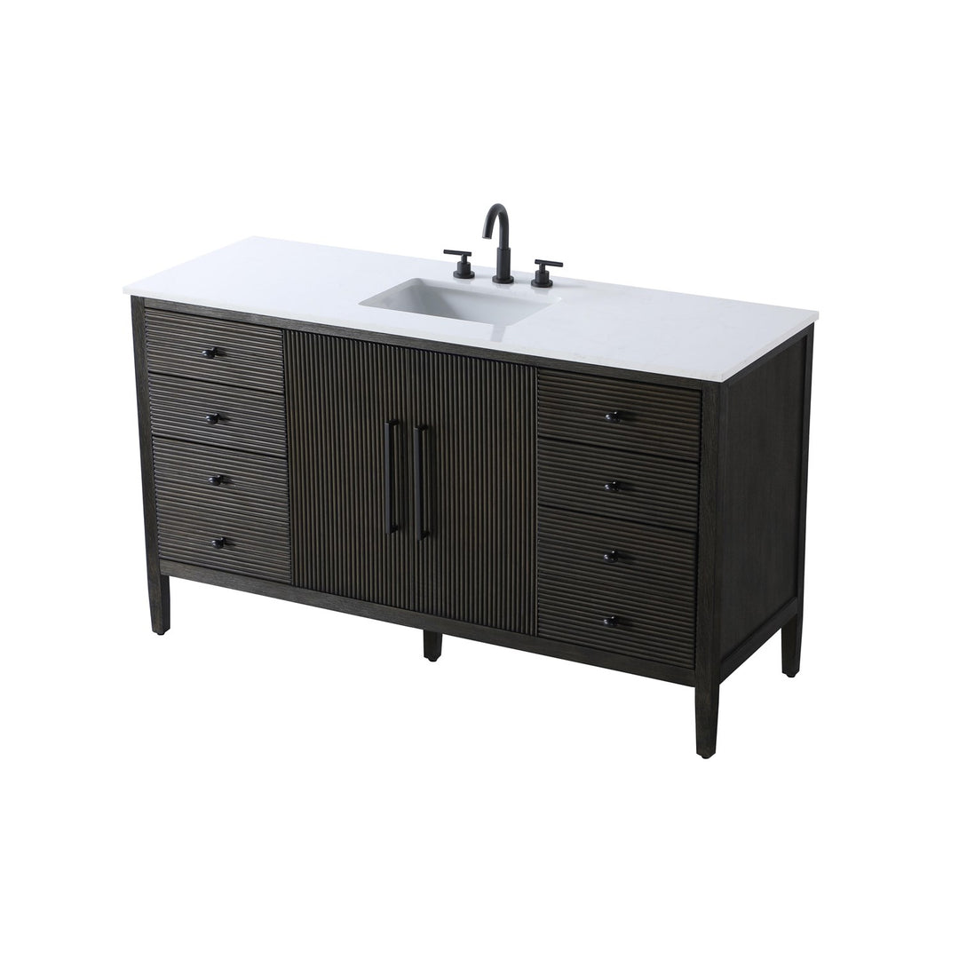 60 Inch Single Bathroom Vanity Inchocolate Oak - View 5 - Joshua Marshal