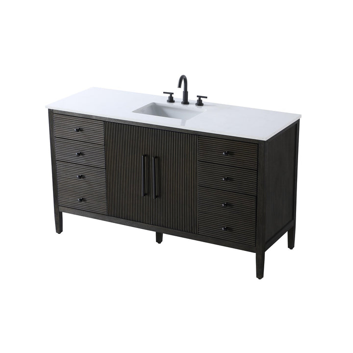 60 Inch Single Bathroom Vanity Inchocolate Oak - View 5 - Joshua Marshal