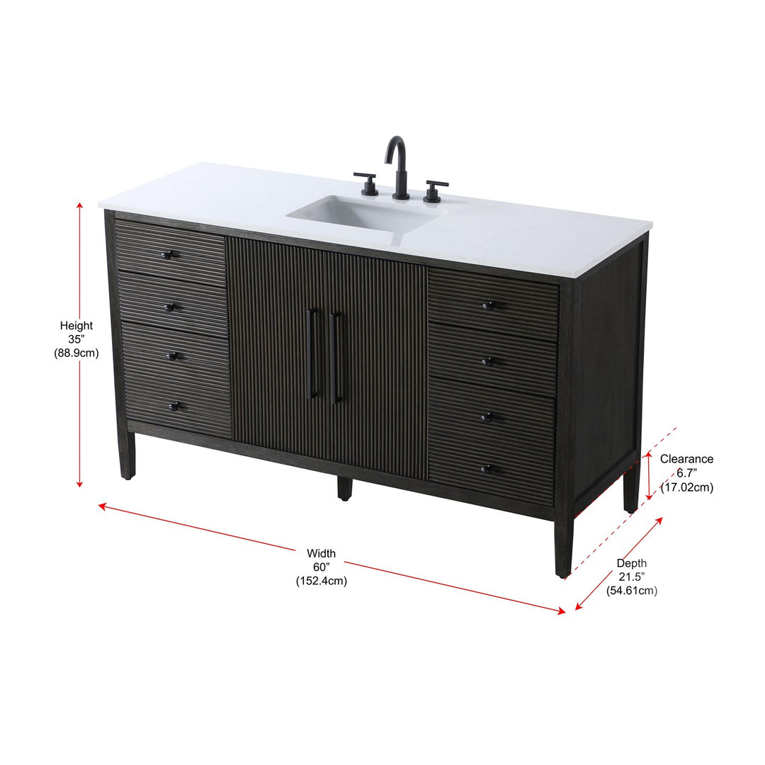60 Inch Single Bathroom Vanity Inchocolate Oak - View 6 - Joshua Marshal