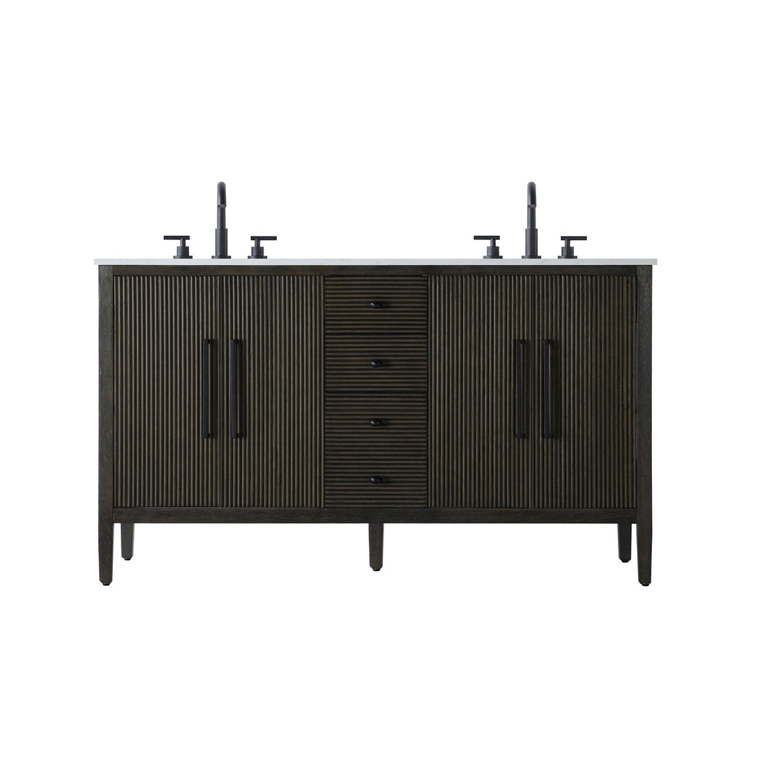 60 Inch Double Bathroom Vanity Inchocolate Oak - View 3 - Joshua Marshal