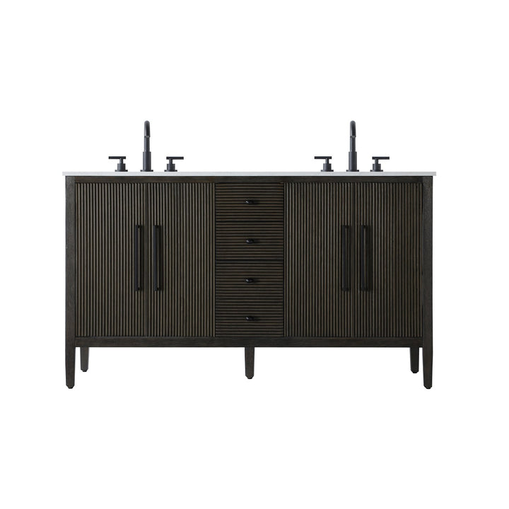 60 Inch Double Bathroom Vanity Inchocolate Oak - View 3 - Joshua Marshal