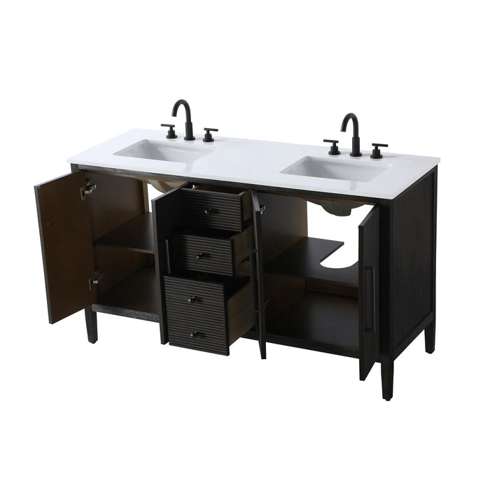 60 Inch Double Bathroom Vanity Inchocolate Oak - View 4 - Joshua Marshal