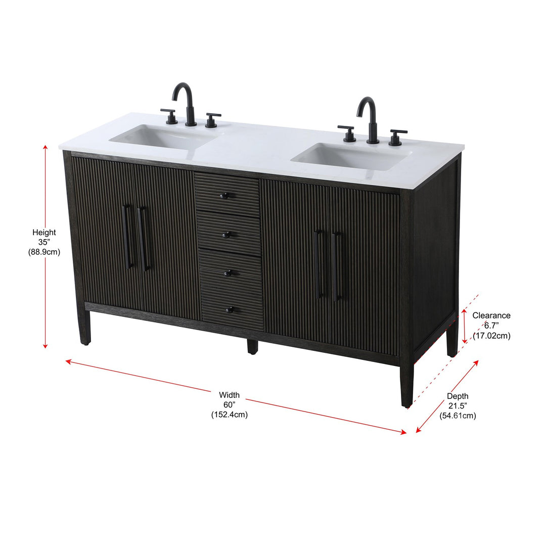 60 Inch Double Bathroom Vanity Inchocolate Oak - View 6 - Joshua Marshal
