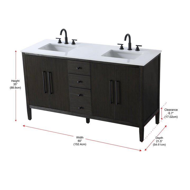 60 Inch Double Bathroom Vanity Inchocolate Oak - View 6 - Joshua Marshal