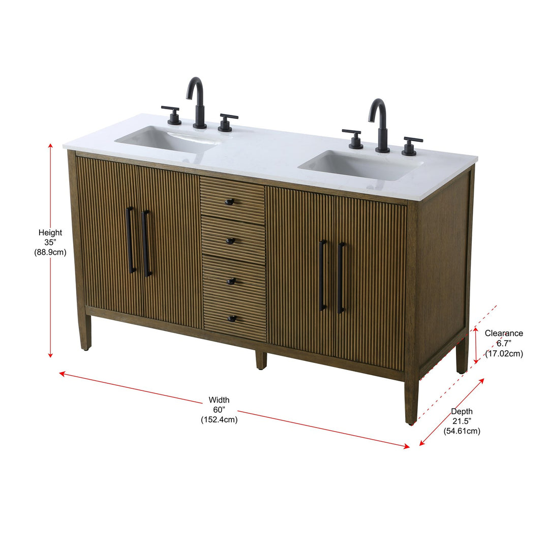 60 Inch Double Bathroom Vanity In Hazel Oak - View 6 - Joshua Marshal