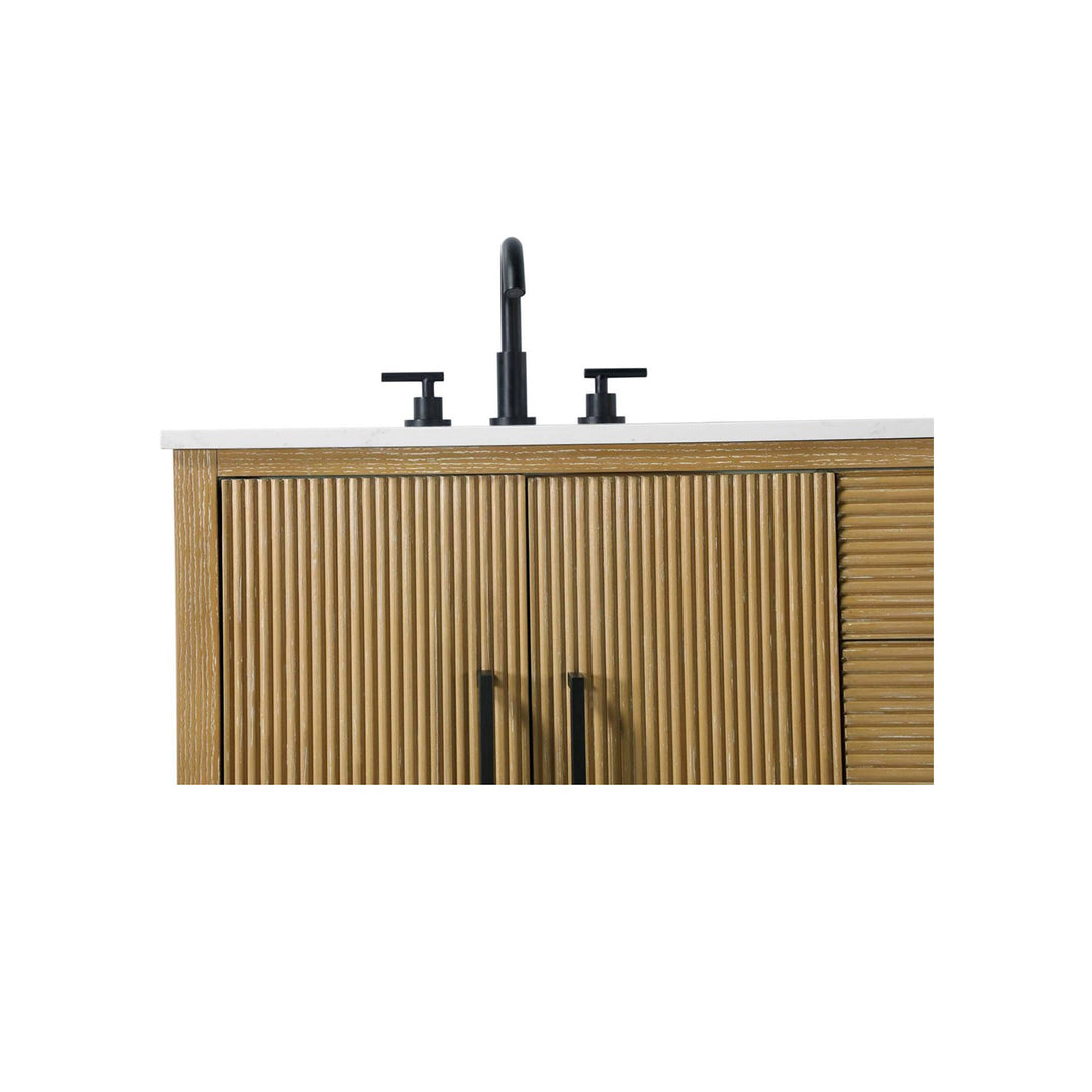60 Inch Double Bathroom Vanity In Linen Oak - View 5 - Joshua Marshal
