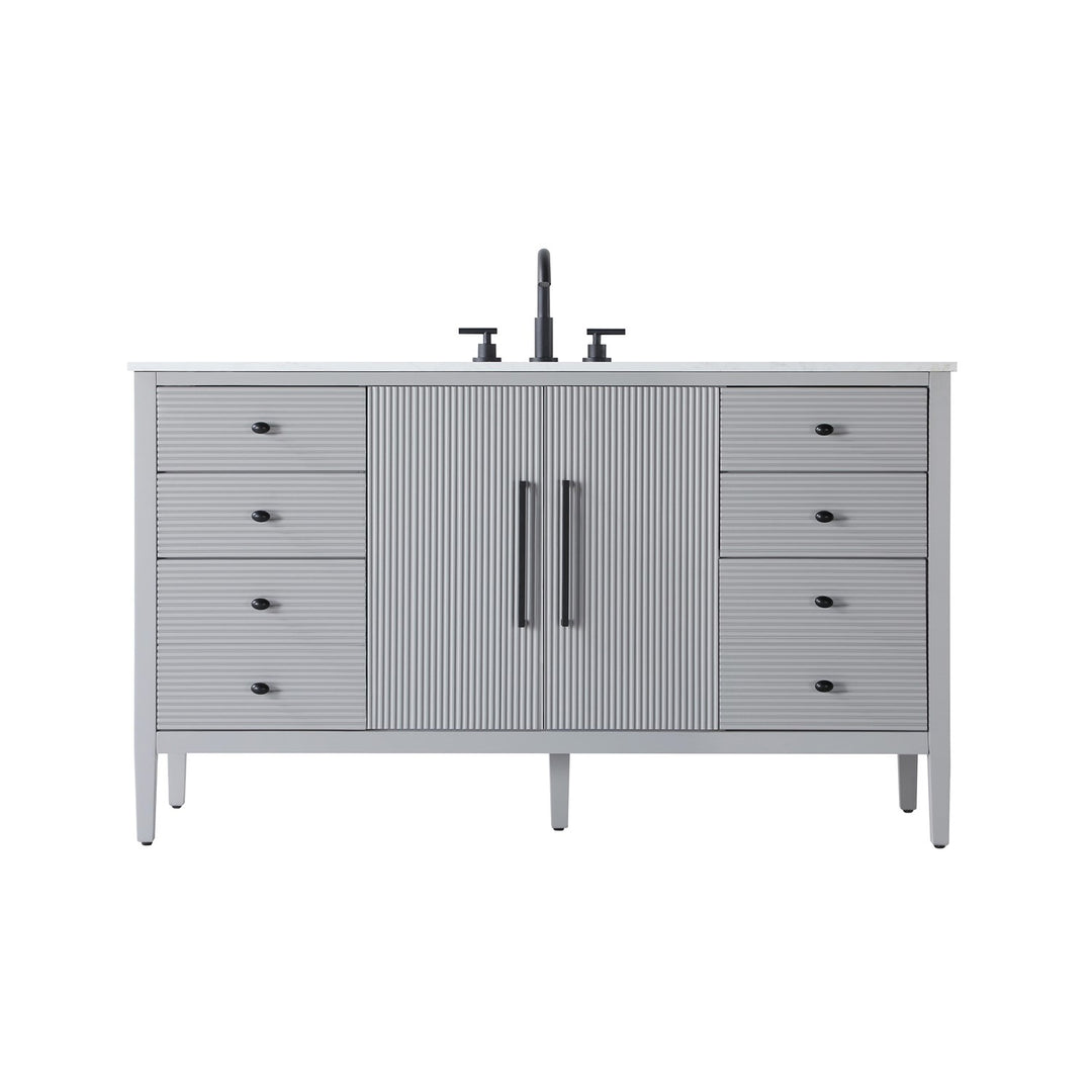 60 Inch Single Bathroom Vanity In Grey - View 3 - Joshua Marshal
